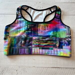 ECHELON Athletic Cycling Multicolor Vibrant Abstract Sports Bra Size Large